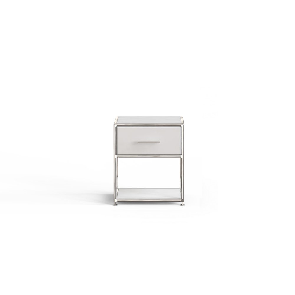 보쎄 1 x 2 Bed Side table Unit Melamine White