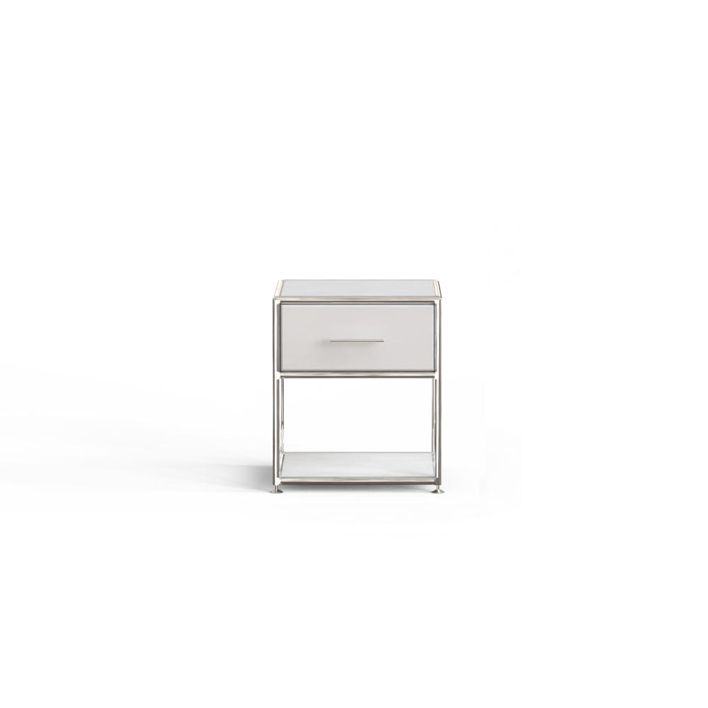 보쎄 1 x 2 Bed Side table Unit Melamine White