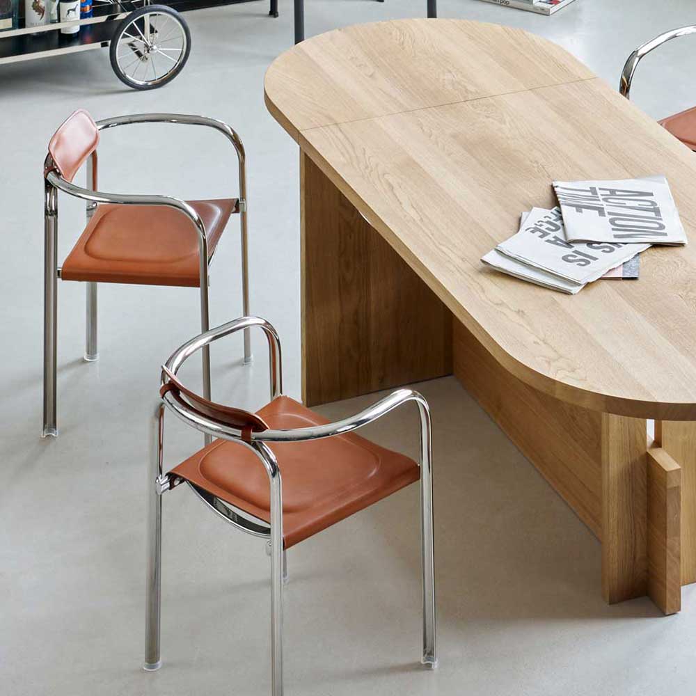 텍타 Split Chair 체어 의자 Cognac / Chrome